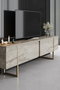 Hanah Home Juego Muebles Sala Travertino y Oro Melamina y Metal